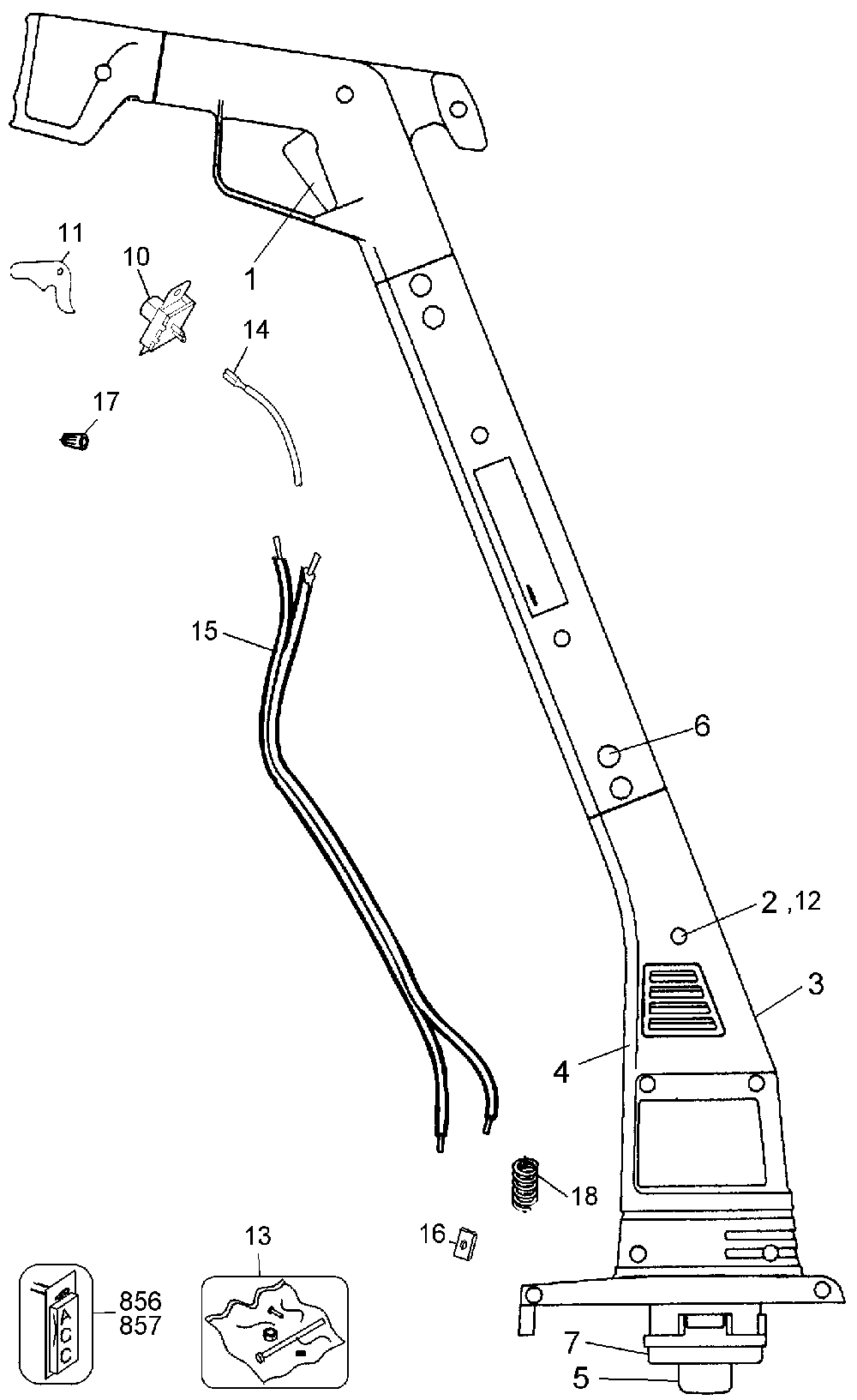 Page A Diagram and Parts List for ST1000 Type 1 Black and Decker Trimmer